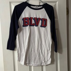 BLVD graphic tee with 3/4 sleeves